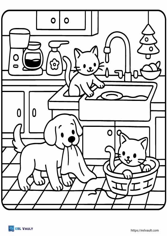 cute pets coloring page pdf