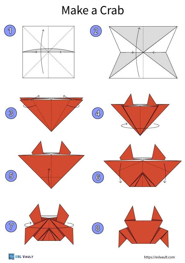 easy origami animals crab