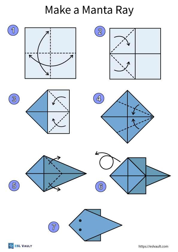 easy origami animals manta ray