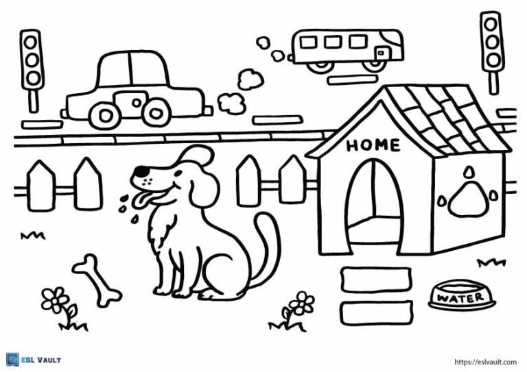 pet coloring page for kids dog