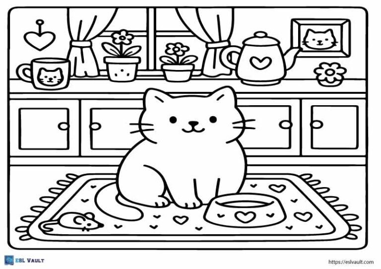 pet cat coloring page