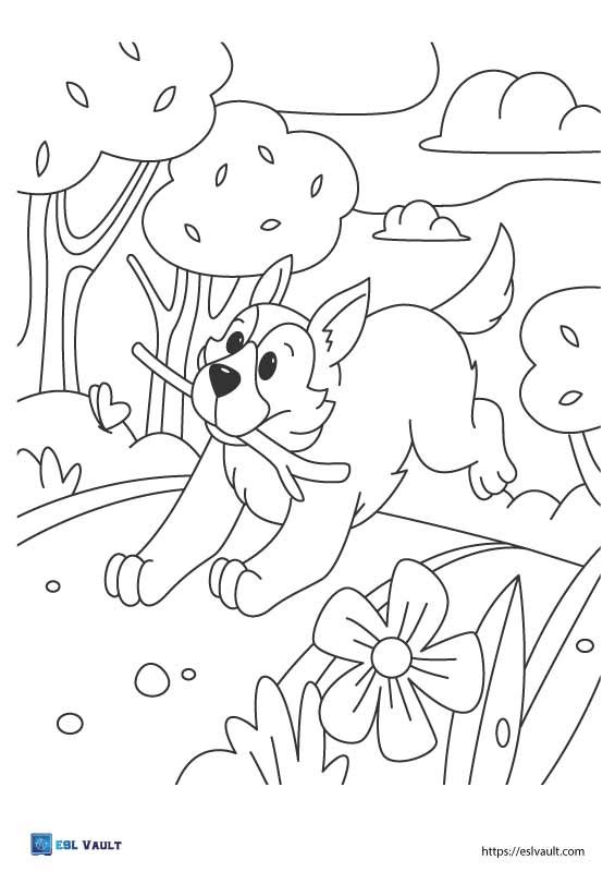 pets coloring pages dog running