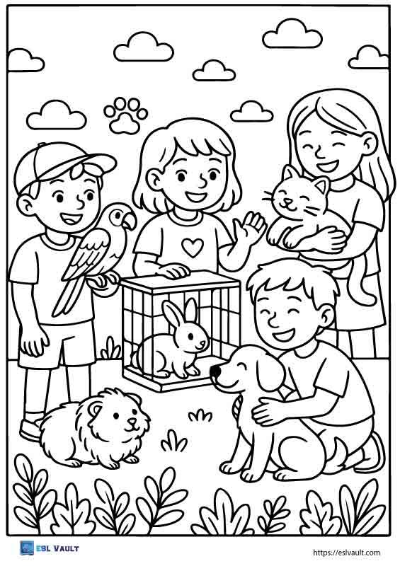 pets coloring pages for kids pdf