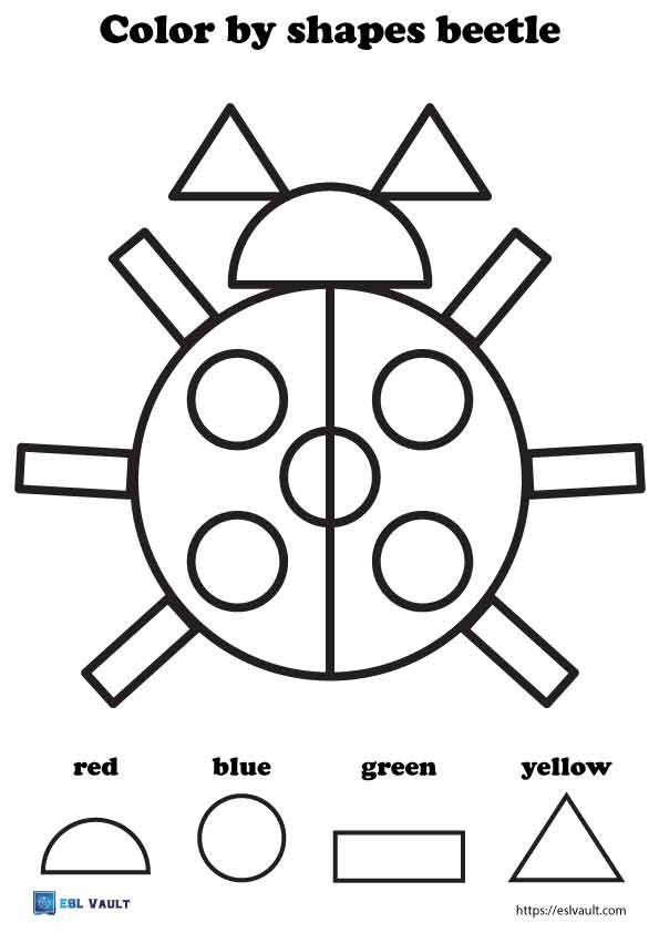 color by shapes for kids beetle