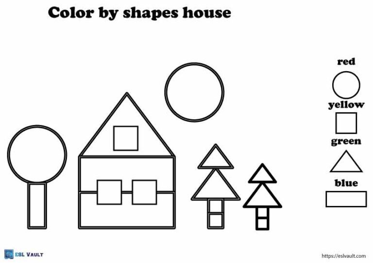 coloring by shapes for kids house