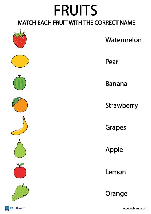 free printable fruit matching worksheets