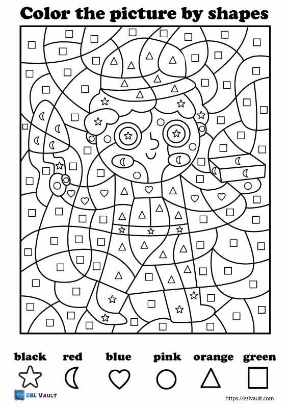 hard color by shapes free printable