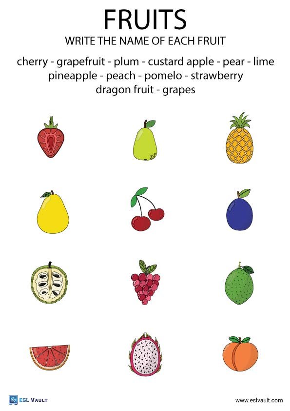 match the fruits worksheet