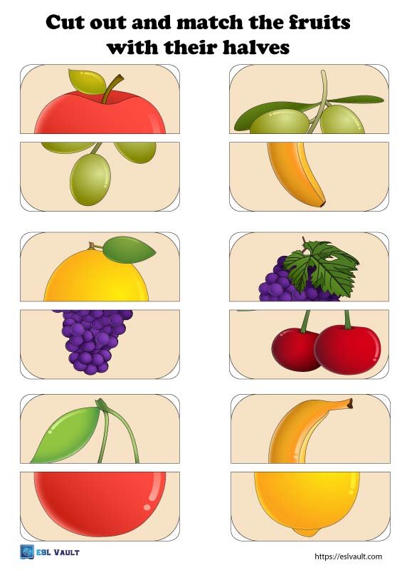 preschool fruit matching worksheet