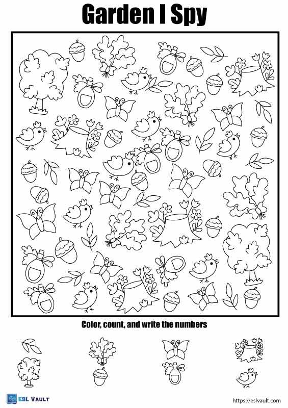 i spy garden worksheet for kids