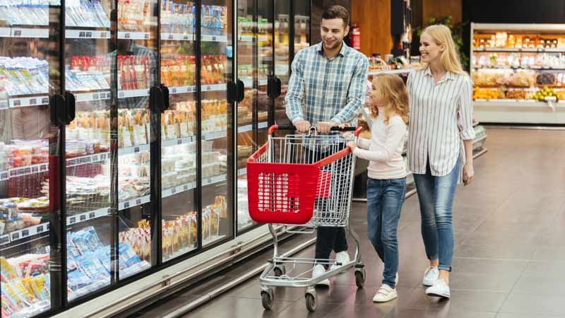 a family at a supermarket