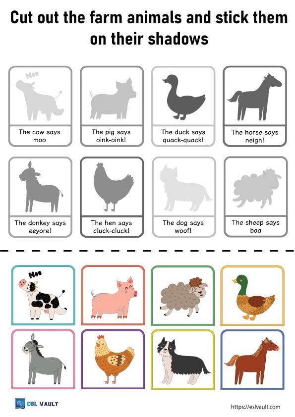farm animals matching activity
