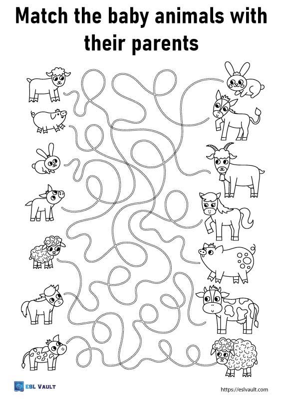 farm animals matching worksheet free