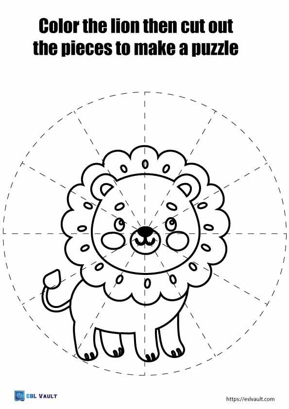 kids paper lion craft puzzle