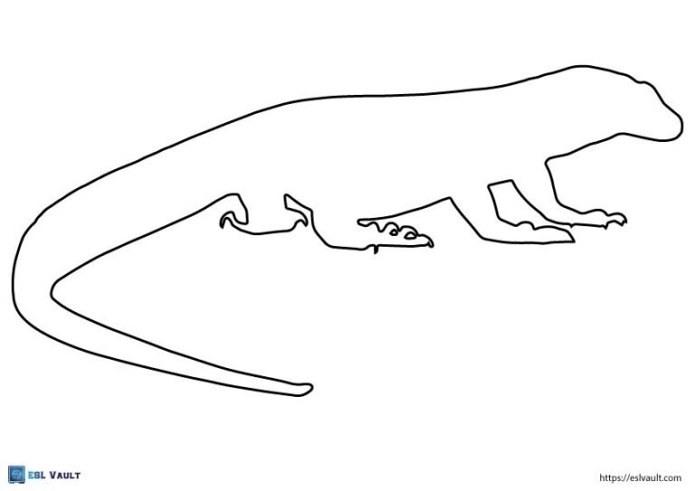 komodo dragon lizard outline