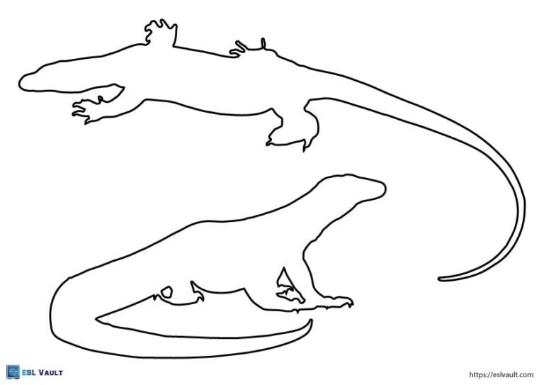 lizard outline komodo dragon 2