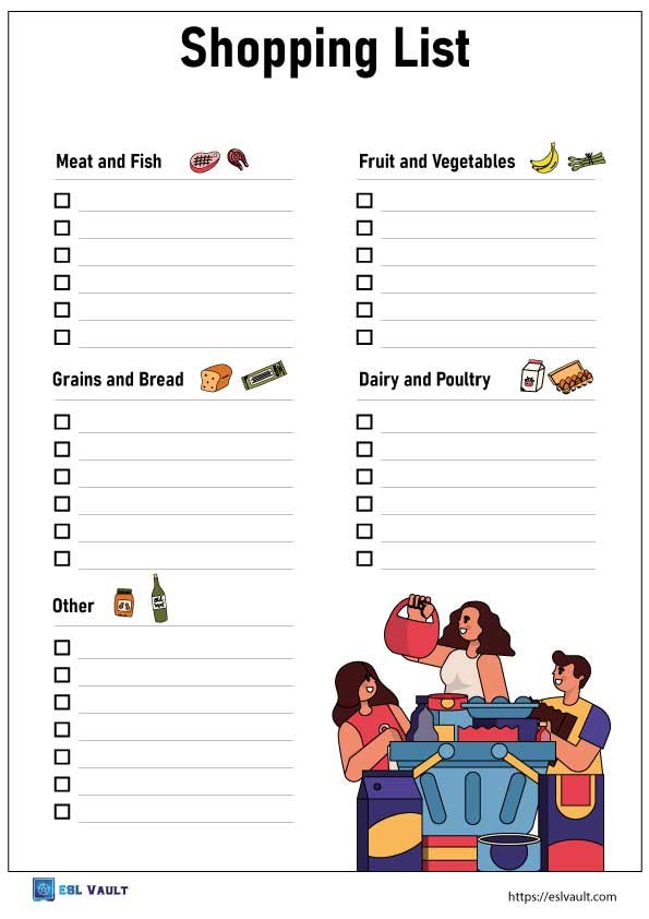 supermarket writing shopping list