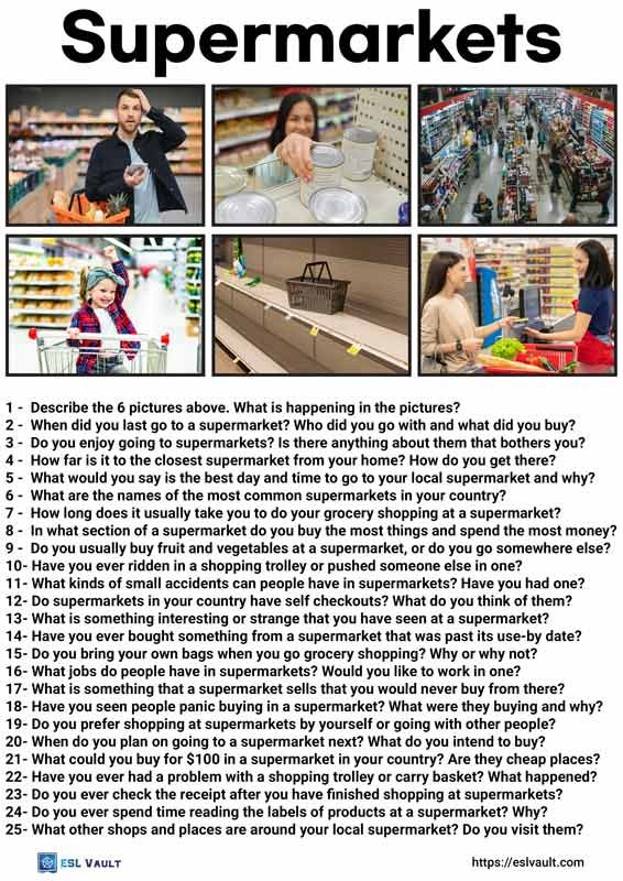 supermarkets conversation questions