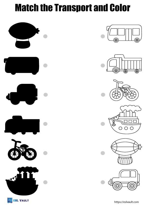 transport shadow matching worksheet