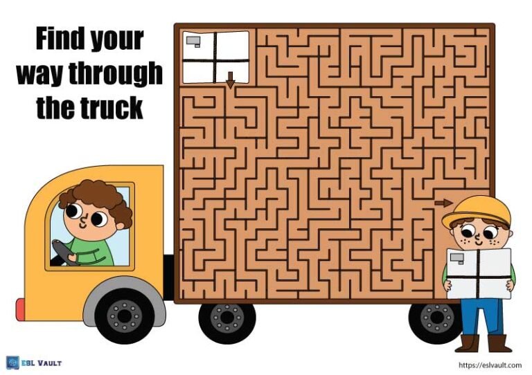 truck transport worksheet maze