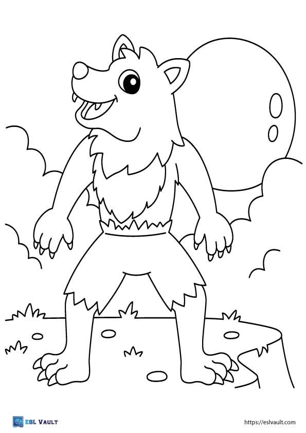 werewolf coloring page for kids