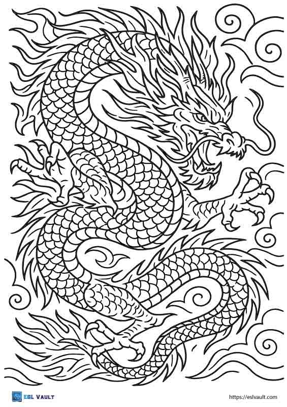 coloring pages mythical creature dragon