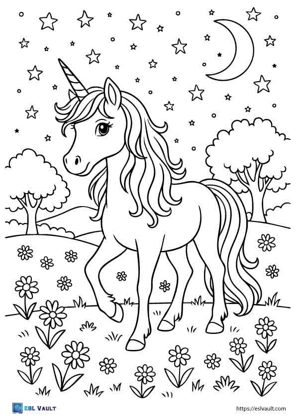 cute unicorn coloring page for kids