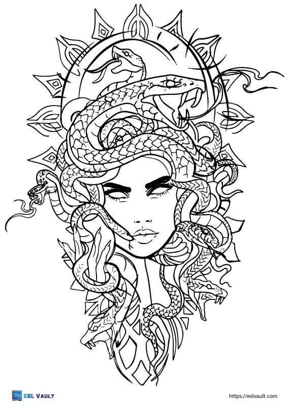 free medusa coloring page