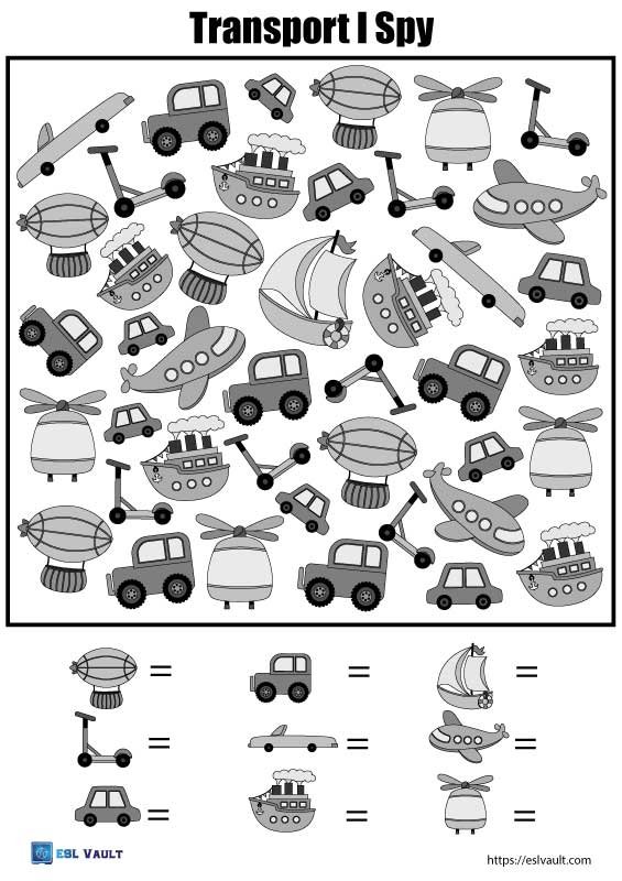 i spy transport worksheet