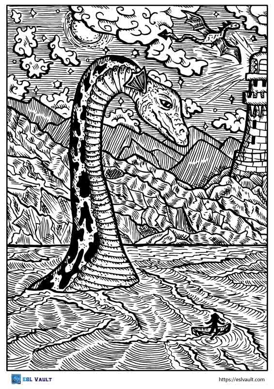 loch ness monster coloring page