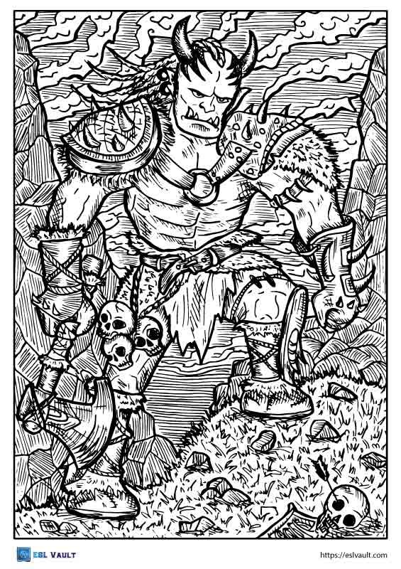 mythical creatures coloring pages orc