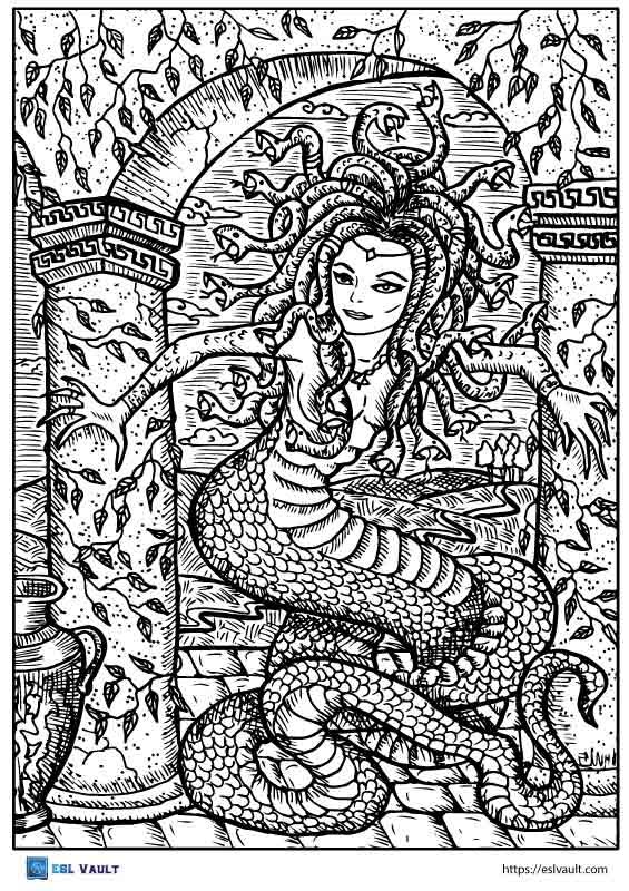 mythical creatures coloring sheets gorgon