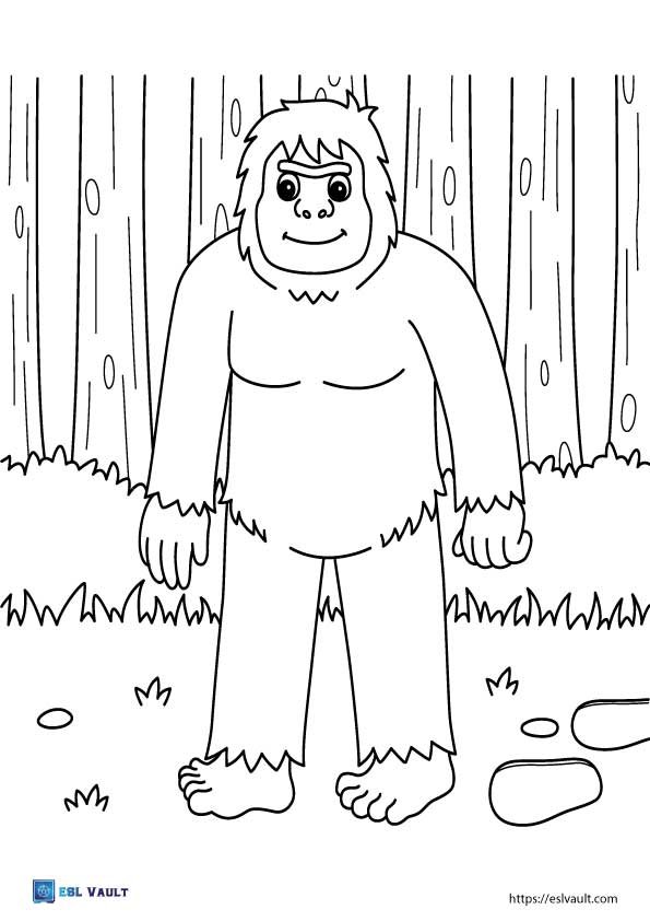 mythical creature coloring page bigfoot
