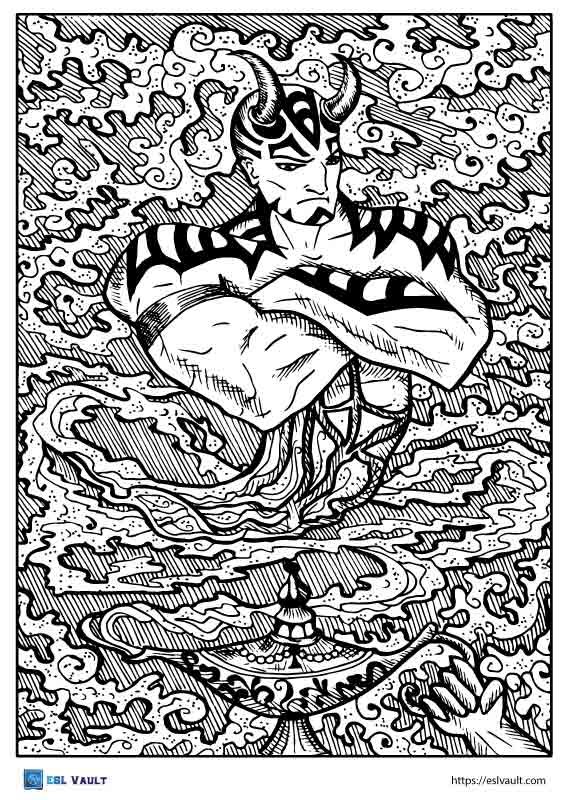 mythical creatures coloring pages genie