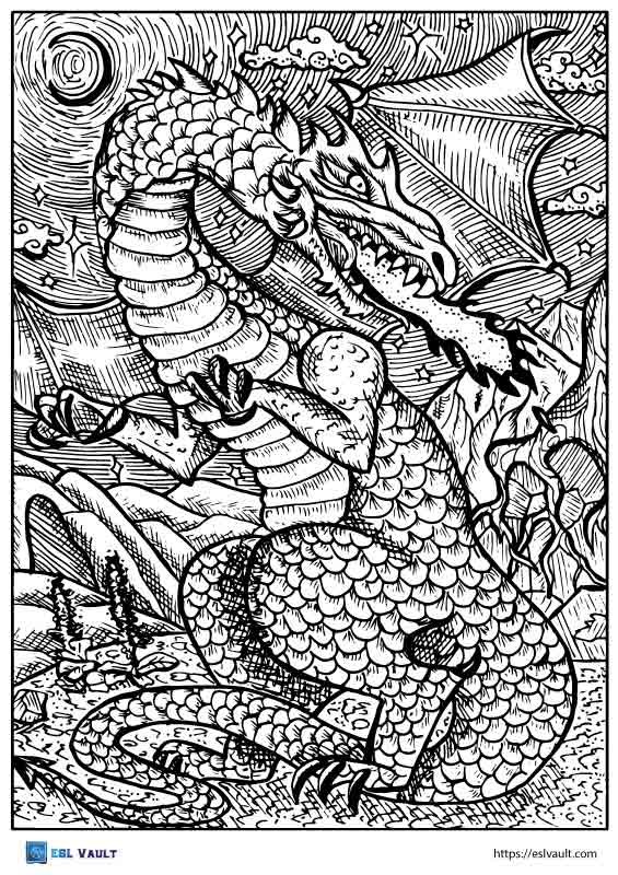 mythical creatures coloring pages dragon