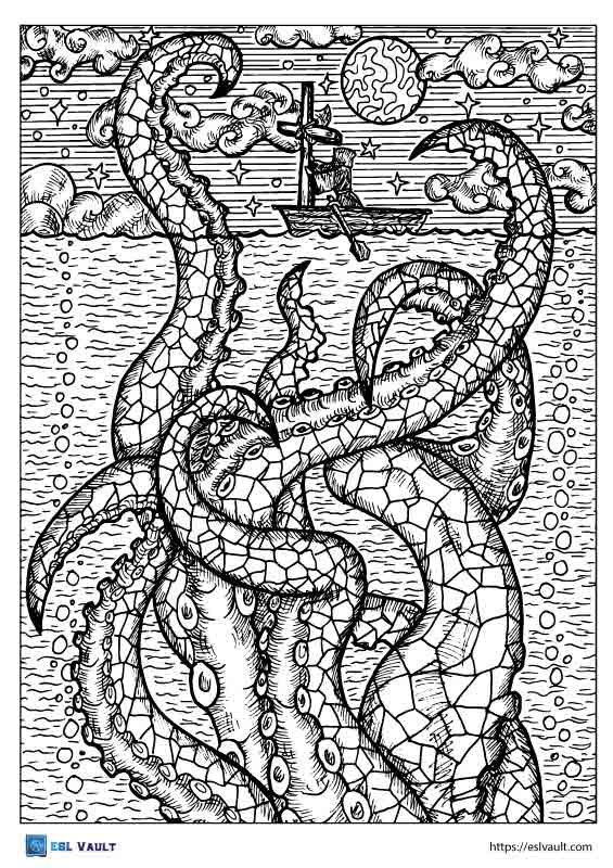 mythical creatures coloring pages kraken