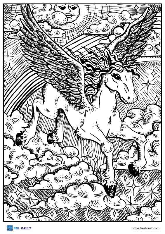 mythical creatures coloring pages pegasus