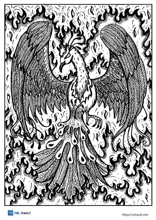 mythical creatures coloring pages phoenix