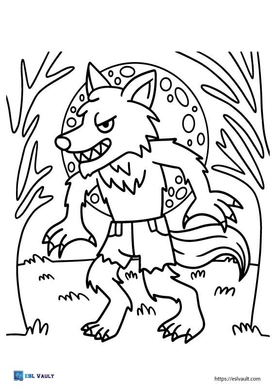 mythical creatures coloring page werewolf