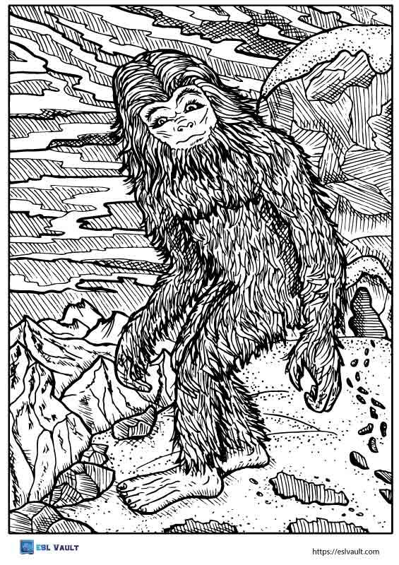 mythical creatures coloring page yeti