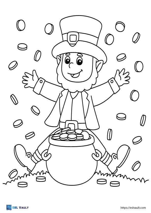 mythical leprechaun coloring page for kids