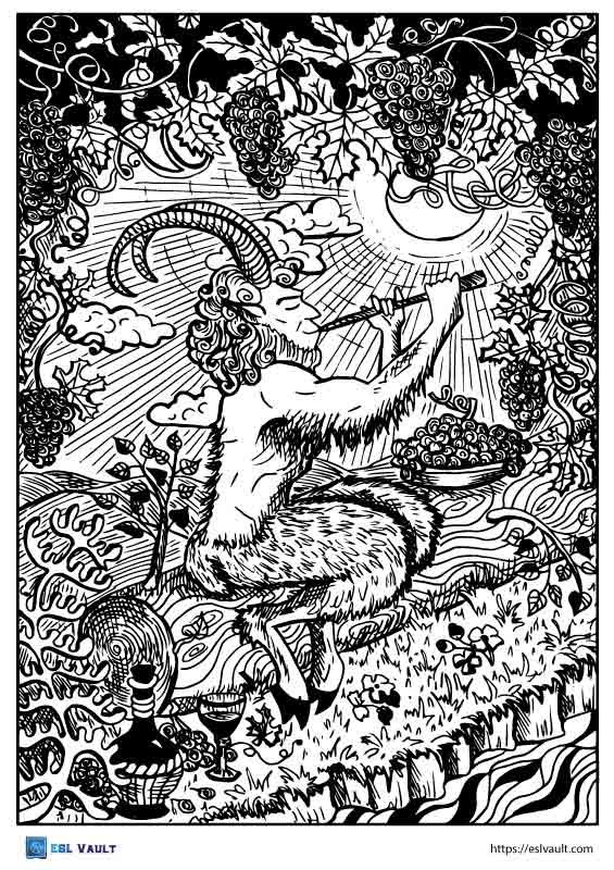printable satyr coloring page