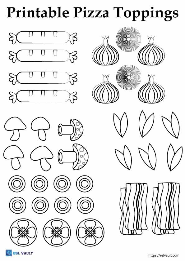printable paper pizza toppings 4 blank
