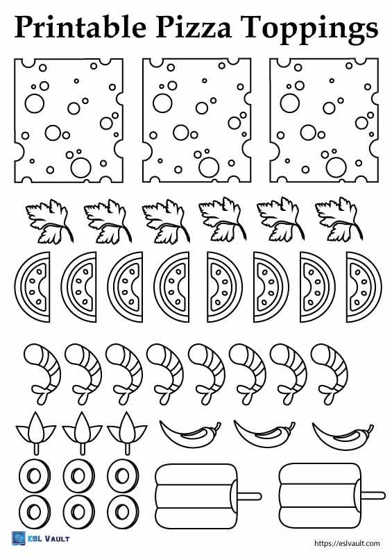 printable paper pizza toppings 5 blank