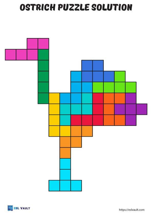 printable pentomino puzzle ostrich solution