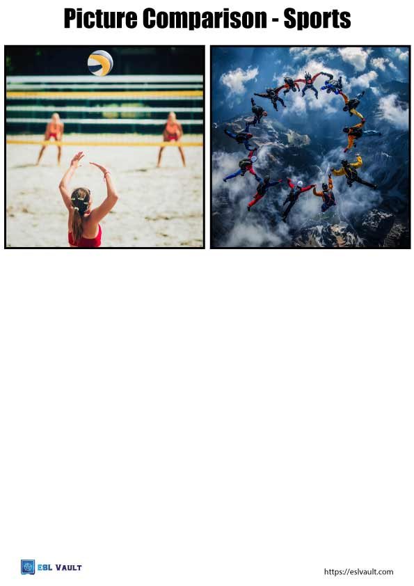 sports picture comparison worksheet