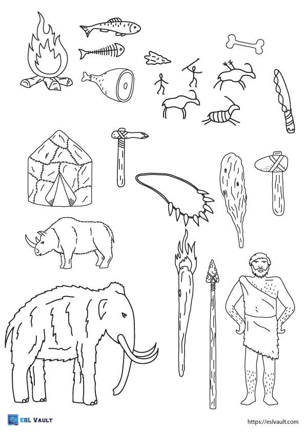 things cave people coloring pages