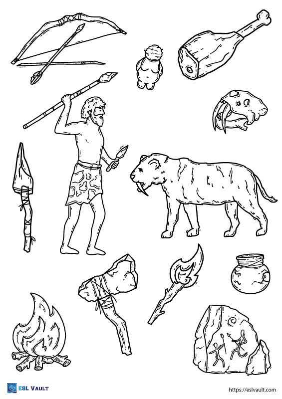 things stone age coloring pages