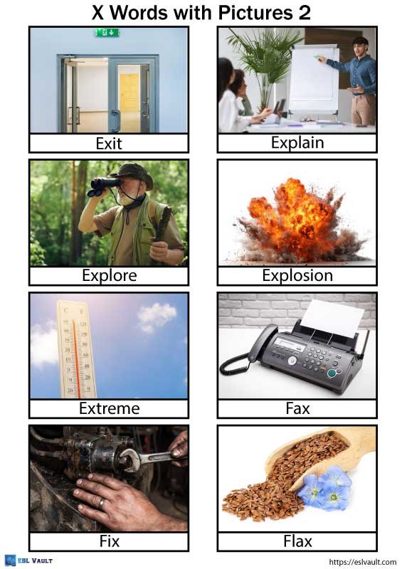 x words for kids with pictures 2