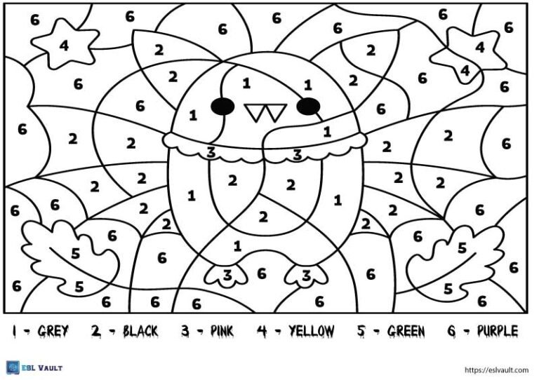 Halloween color by number worksheet